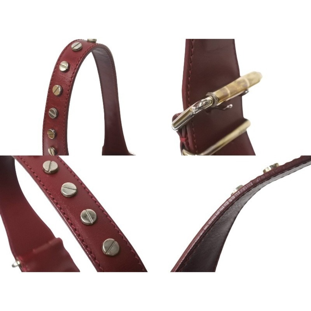 Fendi Zucca One Hobo Red Brown Studded Shoulder Bag Leather - Picture 7 of 10